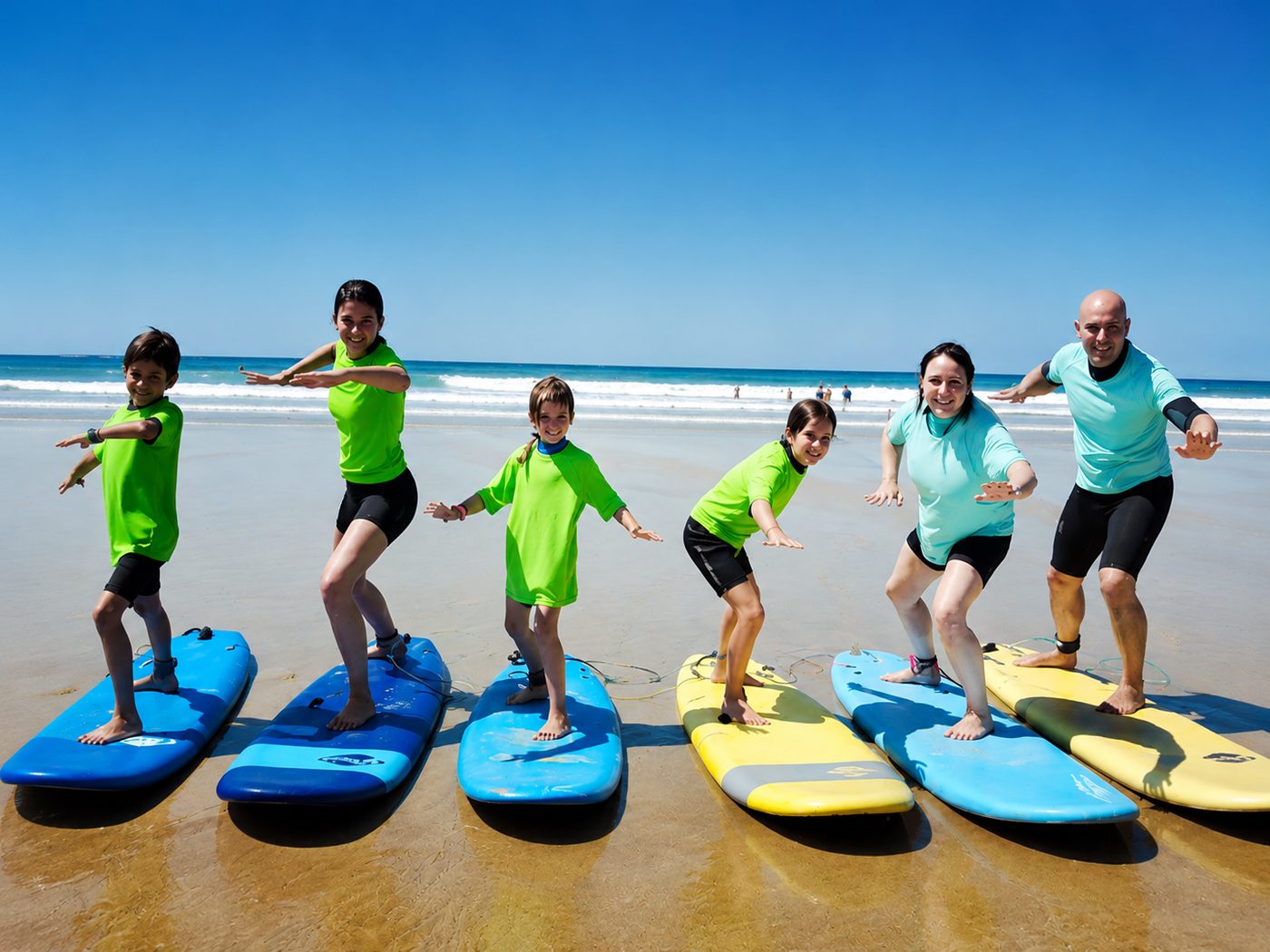 Une surfeuse sur une belle vague verte